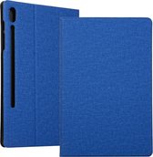 Voltage Stretch Fabric Texture Horizontaal Flip Leather Case voor Galaxy Tab S6 T860, met houder (blauw)