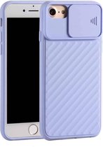 Voor iPhone SE 2020 Sliding Camera Cover Design Twill Anti-Slip TPU Case (paars)