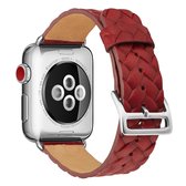 Voor Apple Watch Series 5 & 4 44 mm lederen horlogeband met reliÃ«f leer (rood)