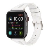 Eenvoudige V-vormige lederen band voor Apple Watch Series 5 en 4 44 mm / 3 en 2 en 1 42 mm (wit)