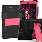 Voor Galaxy Tab A8.0 2019 / T290 schokbestendige tweekleurige siliconen beschermhoes met houder (zwart + roze)