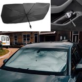 Reismonkey Auto Zonnescherm – Maat L: 130/145 x 79 cm – Paraplu Zonnescherm voor Voorruit – Zwart – Lederen verpakking - Auto Accessories