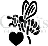 Chloïs Glittertattoo Sjabloon 5 Stuks - Heart Bee - CH1601 - 5 stuks gelijke zelfklevende sjablonen in verpakking - Geschikt voor 5 Tattoos - Nep Tattoo - Geschikt voor Glitter Tat