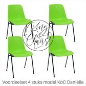 King of Chairs -set van 4- model KoC Daniëlle limegroen met zwart onderstel. Stapelstoel kantinestoel kuipstoel vergaderstoel tuinstoel kantine stoel stapel stoel kantinestoelen st