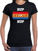 Zwart fan t-shirt voor dames - hup Holland up - Holland / Nederland supporter - EK/ WK shirt / outfit S