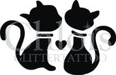Chloïs Glittertattoo Sjabloon 5 Stuks - Loving Cats - CH1207 - 5 stuks gelijke zelfklevende sjablonen in verpakking - Geschikt voor 5 Tattoos - Nep Tattoo - Geschikt voor Glitter T