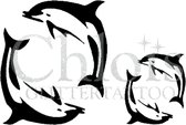 Chloïs Glittertattoo Sjabloon 5 Stuks - Two Dolphins - Duo Stencil - CH1313 - 5 stuks gelijke zelfklevende sjablonen in verpakking - Geschikt voor 10 Tattoos - Nep Tattoo - Geschik