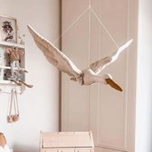 WiseGoods Stork mobile Chambre de bébé - Bébé / Lit pour enfant - Décoration Garderie - Cadeau - Handgemaakt en lin - Wit - 65 cm