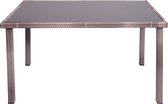 Brulo - Tuintafel - 120x75 cm- poly -rattan - grijs- glas