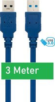 USB 3.0 Kabel | USB 3.0 Kabel naar USB 3.0 - USB A naar USB A - USB kabel naar USB - 3 Meter - USB Kabel Mannelijk - Blauw