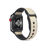 Plak lederen TPU horlogeband voor Apple Watch Series 6 & SE & 5 & 4 40 mm / 3 & 2 & 1 38 mm (roomwit)