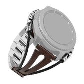 Voor Galaxy Watch / Gear S3 46 mm metalen geweven schapenvacht touw ketting lederen band horlogeband, stijl: A (bruin)