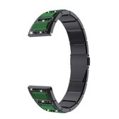 Voor Samsung Galaxy Watch 3 41 mm roestvrij staal met diamant bezette vervangende horlogebanden (zwart + groen)