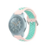 Voor Samsung Galaxy Watch 46mm / Gear S3 Universal Sports Tweekleurige siliconen vervangende polsband (roze groen)