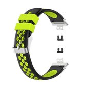 Voor Huawei Watch Fit 18mm Sluiting Stijl Siliconen Tweekleurige vervangende band Horlogeband (zwart + groen)