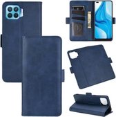 Voor OPPO F17 Pro Dual-side magnetische gesp Horizontale flip lederen tas met houder & kaartsleuven & portemonnee (donkerblauw)