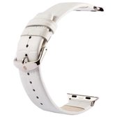 Kakapi voor Apple Watch 42 mm krokodil textuur klassieke gesp lederen horlogeband met connector (wit)