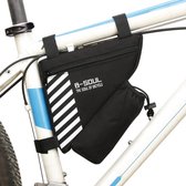 B-soul Fietstassen Met Waterfles Triangle Pouch Solid Cycling Voorbuis Frame Bag Pocket, Maat: 20.5 * 18 * 5cm (Zwart)