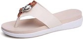 Eenvoudige antislip casual strandslippers sandalen voor dames (kleur: beige maat: 39)