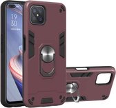 Voor OPPO A92s 2 in 1 Armor Series PC + TPU beschermhoes met ringhouder (wijnrood)