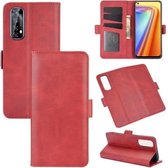 Voor OPPO Realme 7 dubbelzijdige magnetische gesp horizontale flip lederen tas met houder & kaartsleuven en portemonnee (rood)