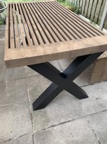 Complete Tuinset Verticale * Aanbieding * | Steigerhout | 10 persoons | Tuintafel met stalen poten met 2  bankjes | Quattro Design