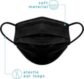 Uniseks wegwerp mondkapje met elastiek voor volwassenen - 500 Pack - Zwart
