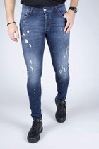 RYMN jeans skinny slimfit donkerblauw met witte scheuren design size 36