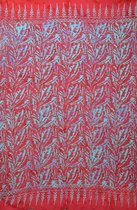 Hamamdoek, pareo, sarong, figuren  patroon lengte 115 cm breedte 165 cm kleuren rood blauw groen geweven extra kwaliteit.