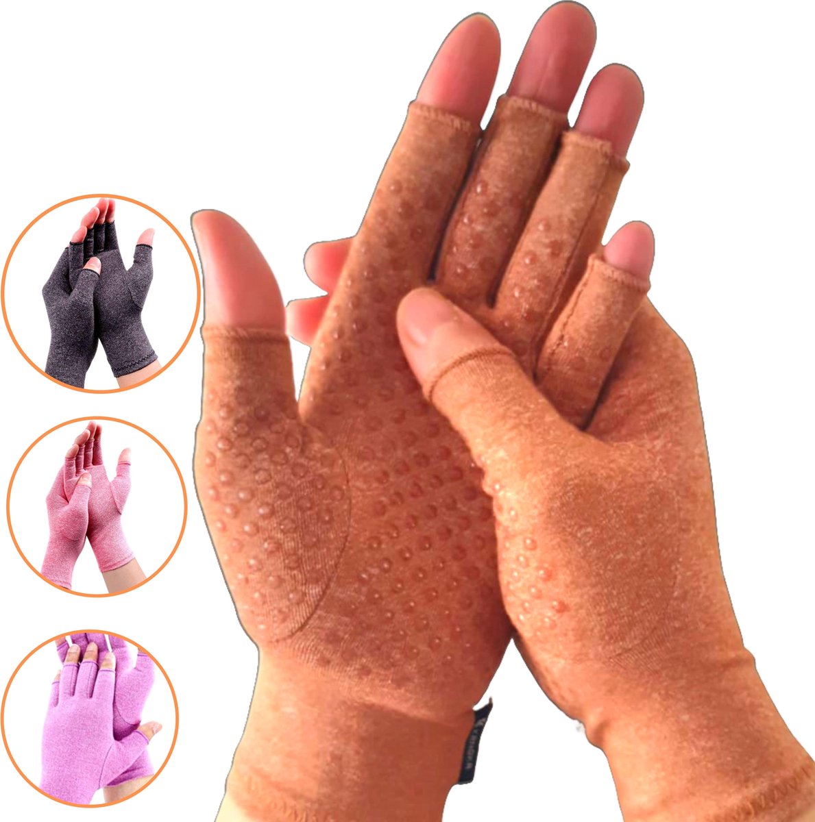 Kangka Therapeutische Artritis Handschoenen met Antislip Maat S - Bruin