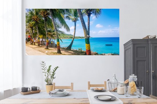 Sticker Muursticker Colombie - Palmiers sur la plage de Colombie - 160x80 cm - film adhésif autocollant - sticker mural repositionnable