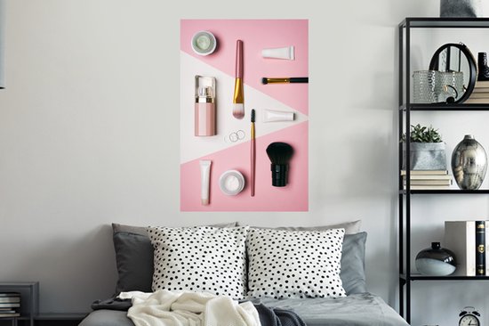 Sticker Muursticker Flat lay Beauty - Maquillage - 60x90 cm - film adhésif autocollant - sticker mural repositionnable