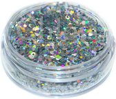 Chloïs Glitter Flakes Laser Silver 10 ml - Chunky Glitter - Chloïs Cosmetics - Chloïs Glittertattoo - Laser glitterflakes - Cosmetische glitter geschikt voor Glittertattoo, Make-up