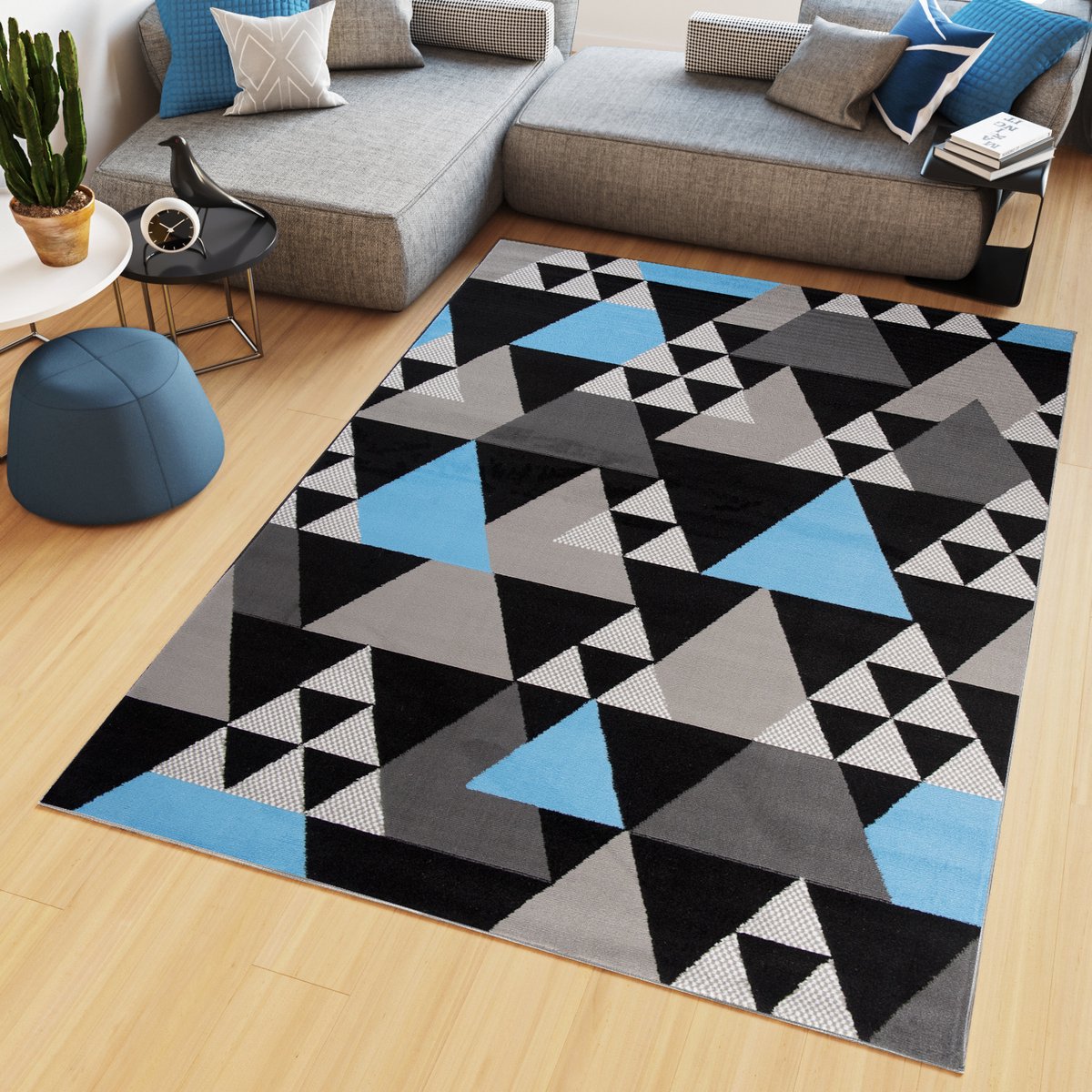 Tapiso Maya Vloerkleed Grijs Blauw Woonkamer Slaapkamer Tapijt Maat- 250x350