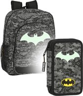 Batman Rugzak Set Night - Rugzak en Gevuld Etui - Polyester