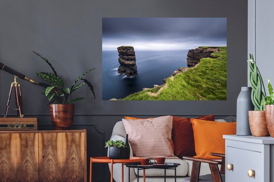 Sticker Muursticker Irlande - Formation rocheuse Dún Briste en Irlande - 120x80 cm - film adhésif autocollant - sticker mural repositionnable