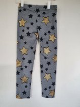 Legging - Leggings With Gold And Black  Stars - Grijs - Maat 116/122