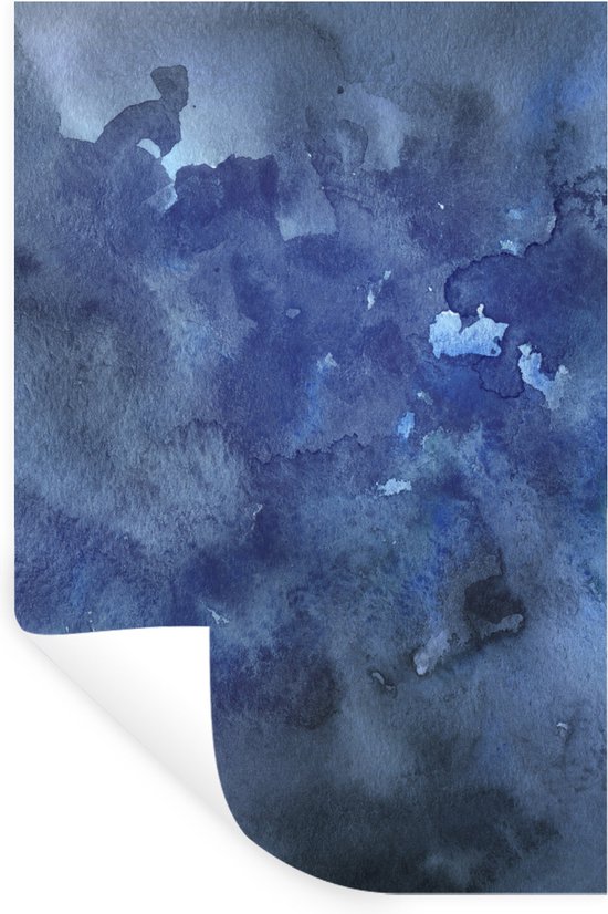 Muurstickers - Sticker Folie - Waterverf - Blauw - Wolken - 80x120 cm - Plakfolie - Muurstickers Kinderkamer - Zelfklevend Behang - Zelfklevend behangpapier - Stickerfolie