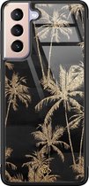 Samsung S21 hoesje glass - Palmbomen | Samsung Galaxy S21  case | Hardcase backcover zwart