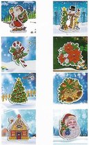 DHH 8 Diamond Painting Kerstkaarten - HK 102 - 15x15cm - Christmas kaarten met enveloppen - Diamond painting complete set 8 stuks