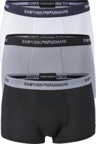 Emporio Armani Trunks Essential Core (3-pack) - heren boxers kort - wit - zwart en grijs -  Maat: S