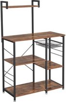 Segenn's Bristol Keukenrek - Keukenkast - Keukenkasten - keukeneiland - Organizer - Staand rek met metalen mand - Kruidenrek voor potten en pannen - 90 x 40 x 132 cm
