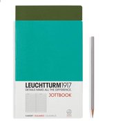 Leuchtturm1917 Double A5 Medium Jottbook Squared/Geruit Emerald / Army (set van 2)