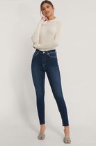 NA-KD Skinny High Waist Vrouwen Jeans - Dark Blue - Maat EU 36