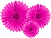 Papieren Waaiers Fuchsia Set 20-40cm 3 delig