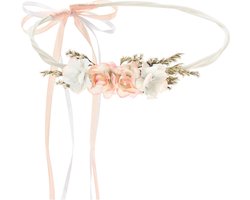 PartyDeco - Krans - Bloemenkroon Wit/Roze