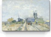 Montmartre- molens en moestuinen - Vincent van Gogh - 30 x 19,5 cm - Niet van echt te onderscheiden houten schilderijtje - Mooier dan een schilderij op canvas - Laqueprint.