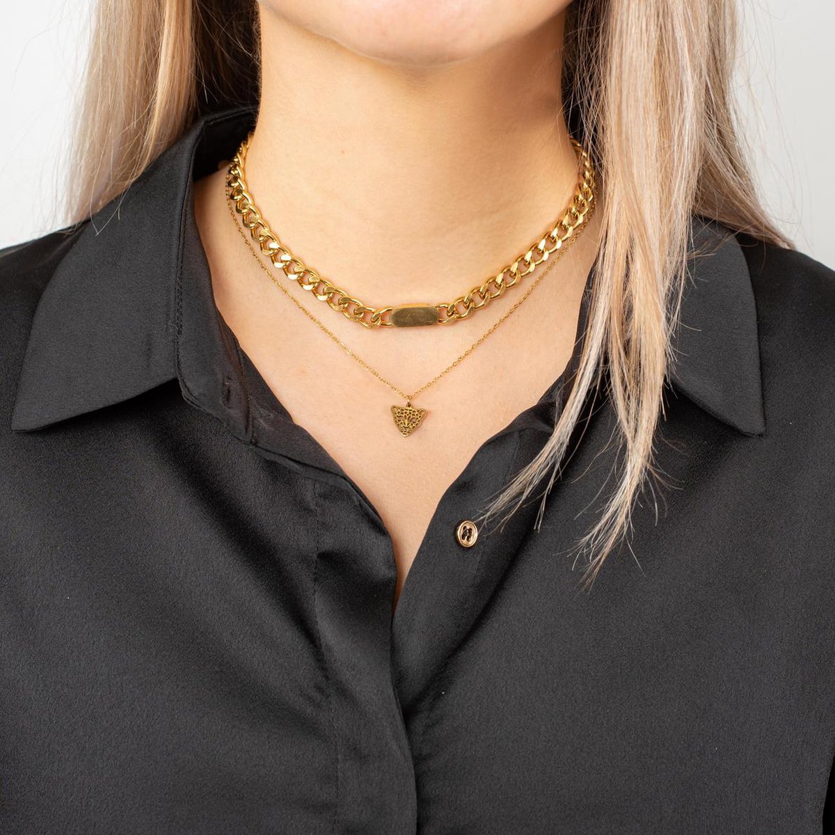Etos x BiSjU Jewellery - Ketting - Luipaard - Gold Plated - Stainless Steel  | bol.com