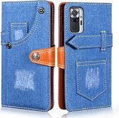 Voor Geschikt voor Xiaomi Redmi Note 10 Pro 5G Denim Horizontale Flip Lederen Case met Houder & Kaartsleuf & Portemonnee (Donkerblauw)