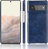 Voor Google Pixel 6 Pro Schokbestendige Litchi-textuur pc + PU-hoes (blauw)